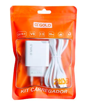 KIT CARREGADOR + CABO USB CA43-3